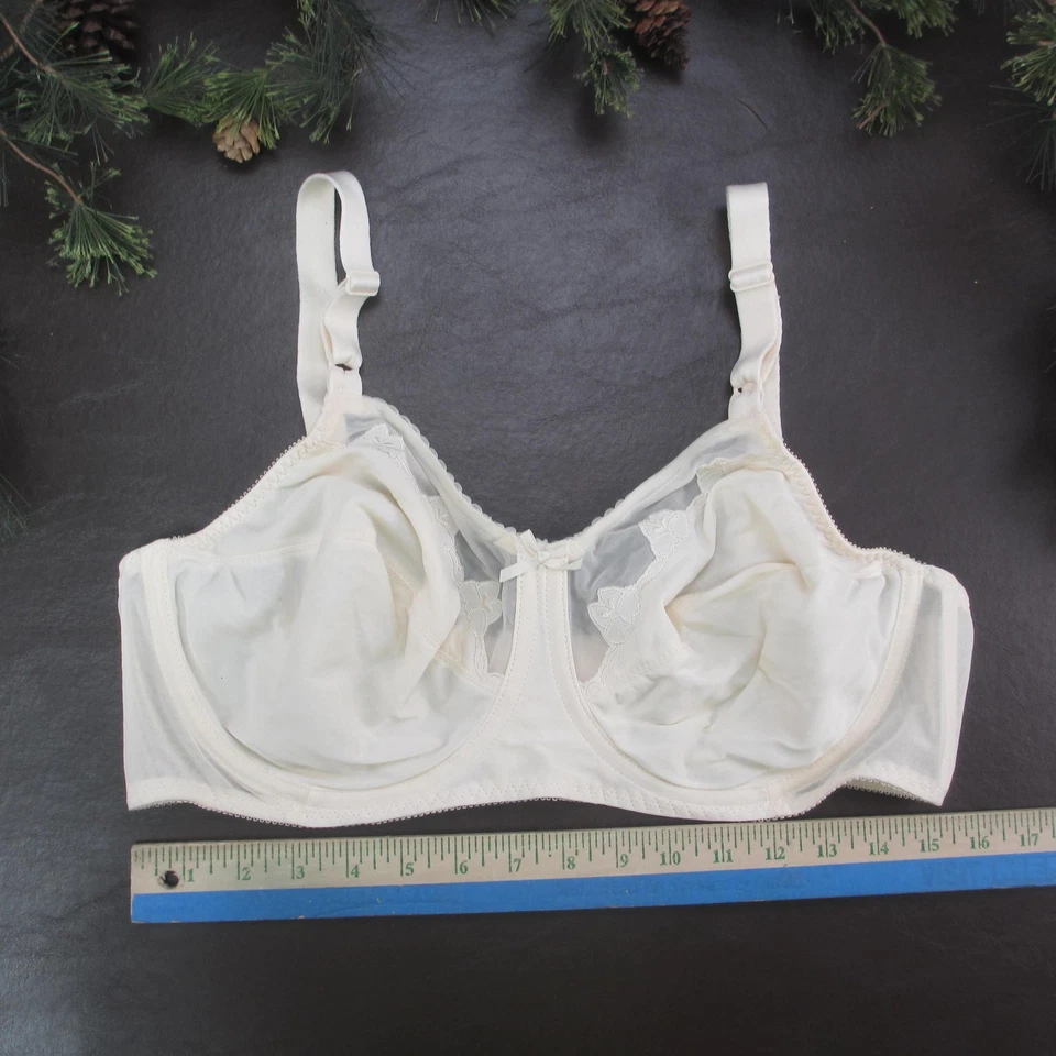 Sujetador Bali para mujer 40D marfil con aros sin forro encaje transparente cobertura completa 0180 Foto 2 de 4
