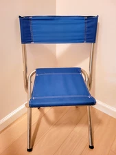 Vintage Coleman Company Aluminum Blue Camping Folding Chair Lightweight