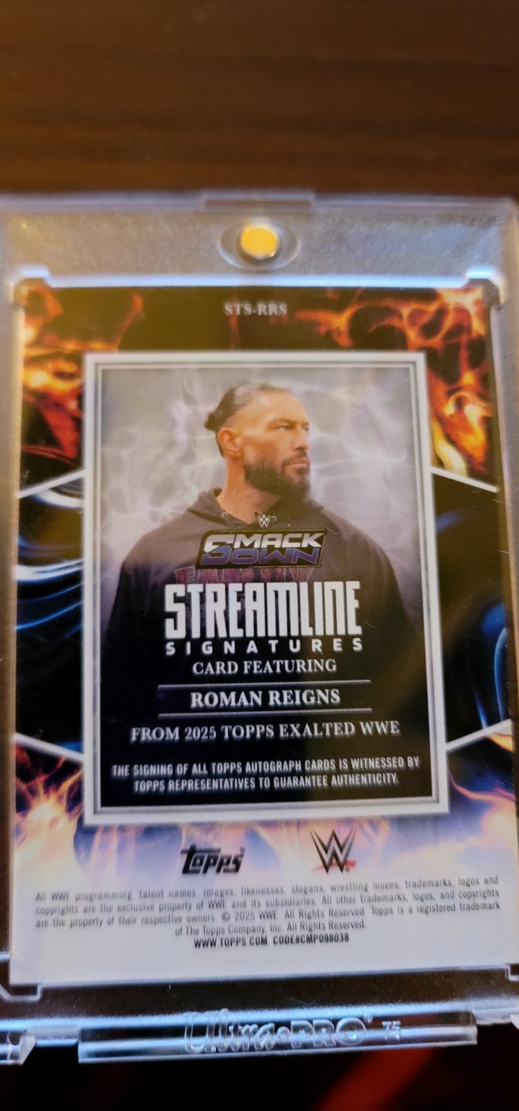 2025 Topps Exalted WWE Roman Reigns Streamline Signatures Auto #61/99 SSP view 2
