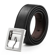 Reversible Kids Belts for Boys - Brown Fit Waist: 22"-26" Rec 6-8yrs Silver
