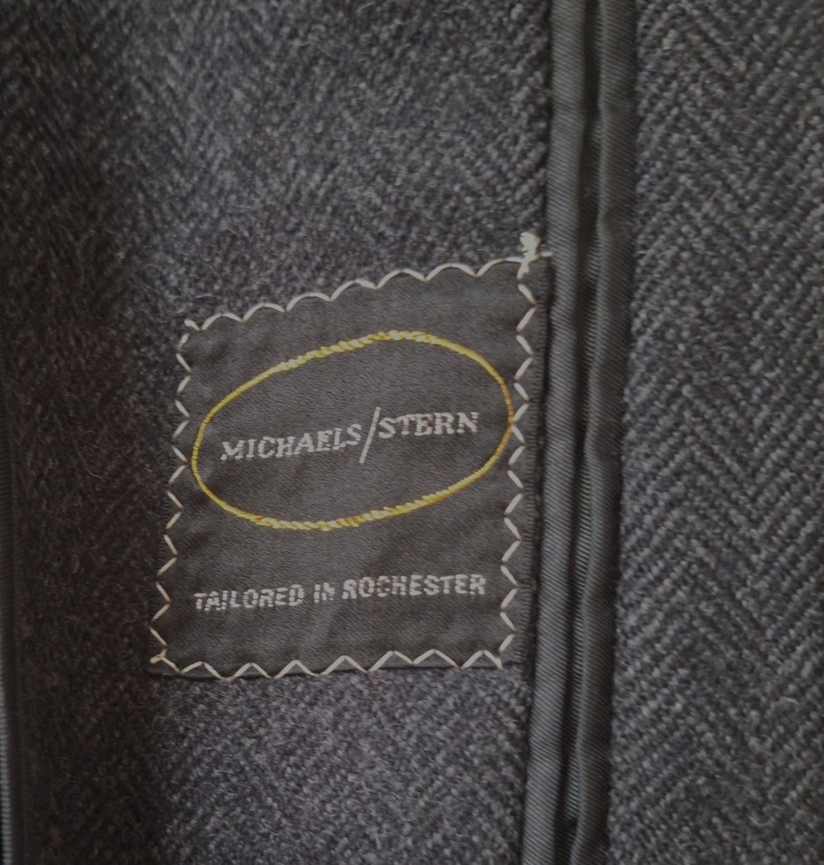 Vintage 1940-50s Michael Stern Men Charcoal Cheviot Wool Overcoat Cascade Est48R image 14