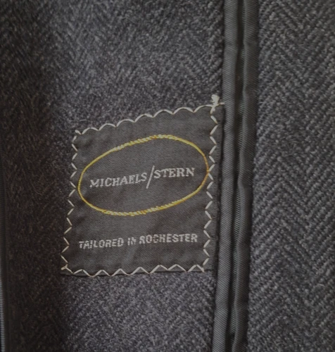 Vintage 1940-50s Michael Stern Men Charcoal Cheviot Wool Overcoat Cascade Est48R image 14