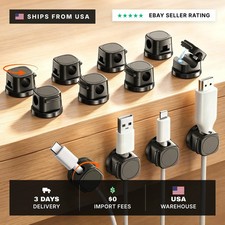 Magnetic Cable Clips 12 Pack, 360  Rotatable Self-Adhesive Cord Holder with One-