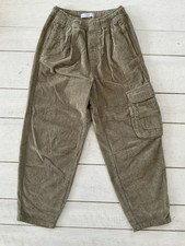 Girls Zara Wide Barrel Leg Cargo Corduroy Pants Trousers Size 13-14 Green