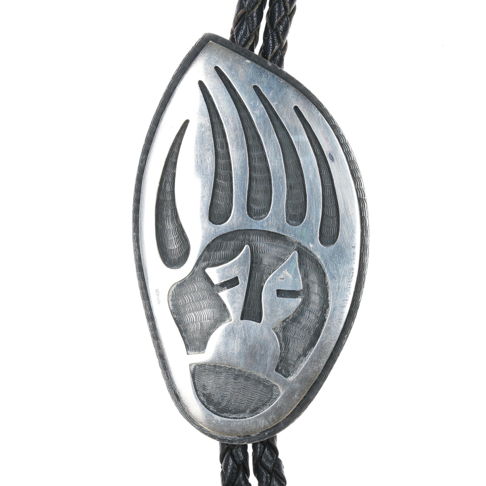 Michael Sockyma Hopi Overlay bolo tie sterling bear p… - Gem