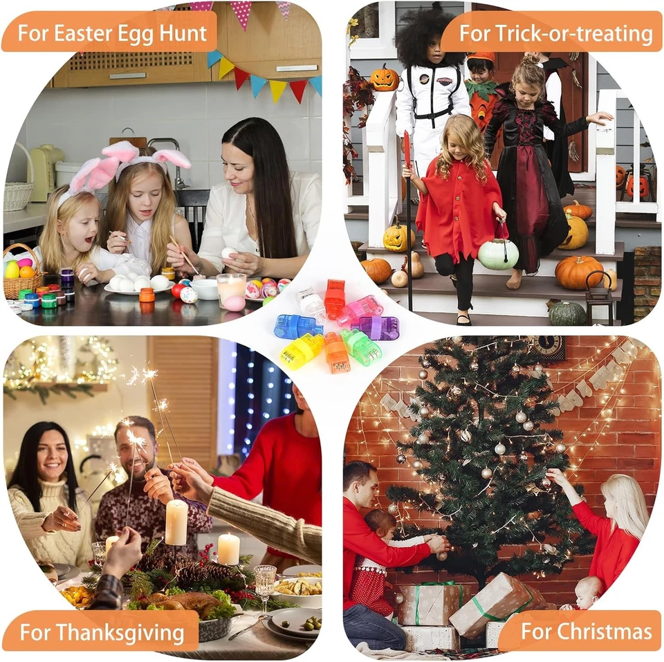 Luces de Dedo, 50 Piezas en 8 Colores Linternas de Dedo para Niños Adultos Halloween... Foto 4 de 4