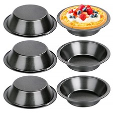 Juliyeh 6 Pack Mini Pie Dishes Quiche Tart Tins Non-Stick Coating Baking Moulds