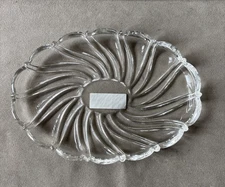 MIKASA Peppermint Clear Sweet Dish 9 1/2" Oval Crystal Plate / GERMANY