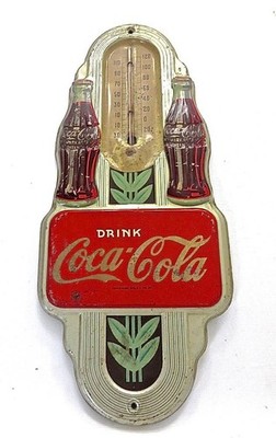 1940-1941 COCA-COLA Double Bottle Thermometer by Robertson