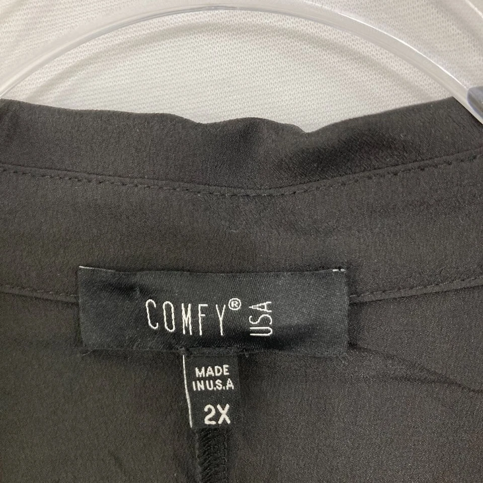 Cómodo EE. UU. Talla 2X Negro Bolsillos Relajados Lagenlook Gran Tamaño Con Botones Foto 2 de 4