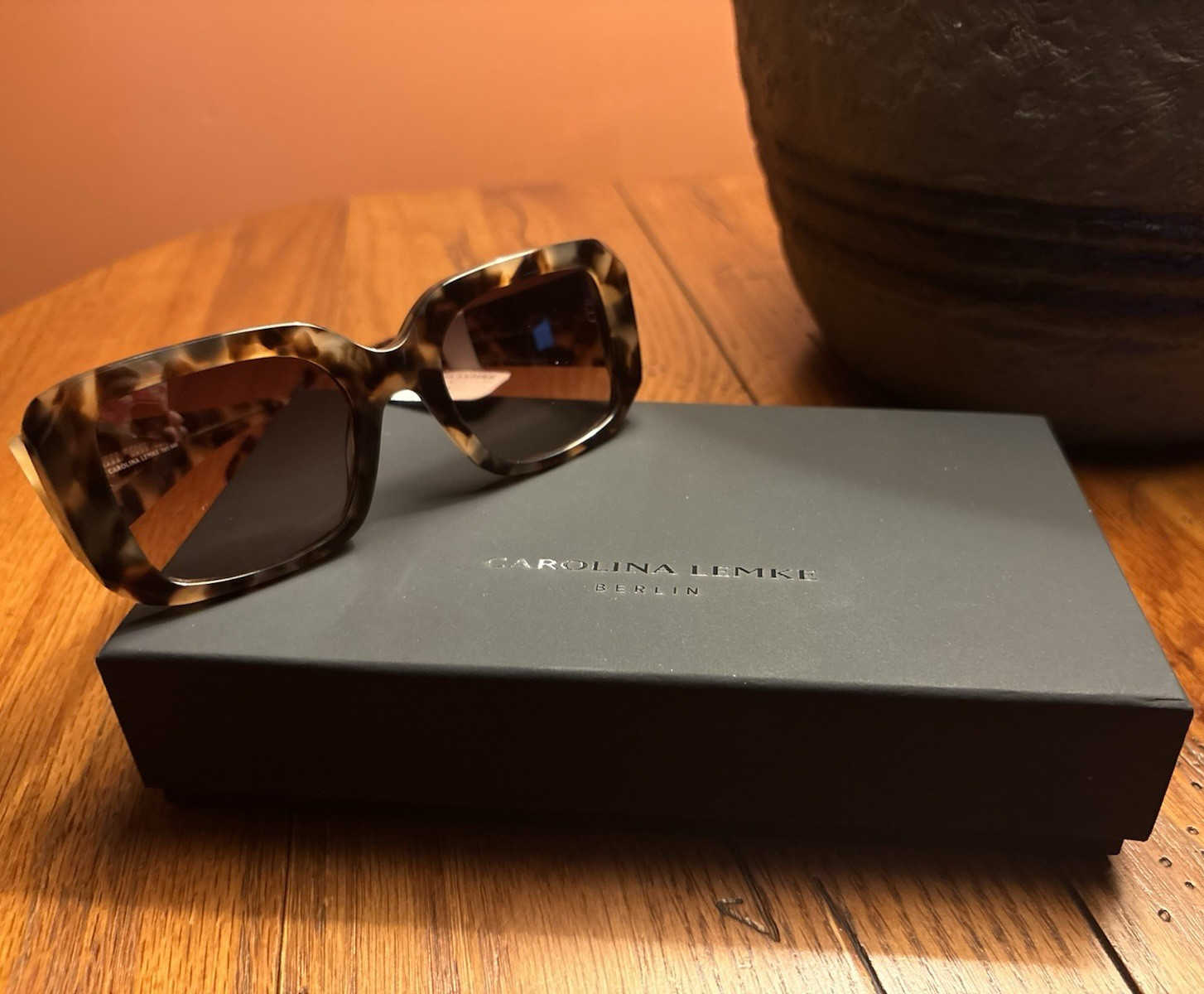 Carolina Lemke Berlin Women’s Oversized Square Tortoise Sunglasses Brown Lens