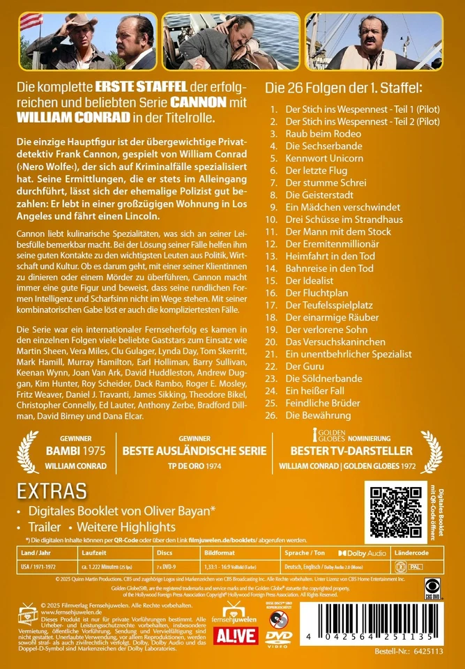 Cannon - Die komplette Staffel 1 - Serie - William Conrad (Nero Wolfe) [7 DVD] - Bild 2 von 4