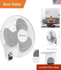 Wall Mount Fan 16 Inch Quiet Adjustable Speed Remote Control Timer Office Home