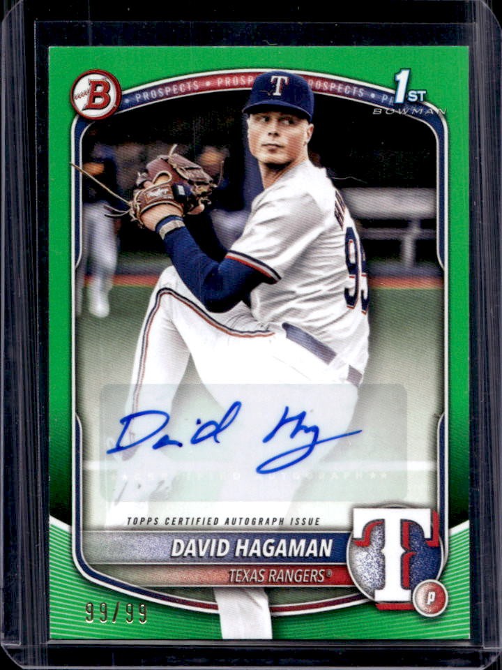 2025 Bowman David Hagaman Auto Green Border 1st #99/99 Rangers