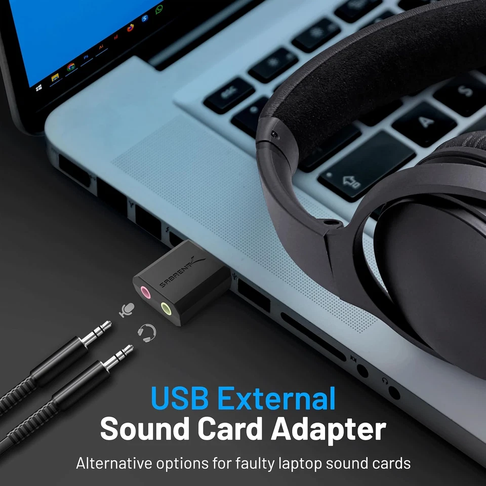 Sabrent USB External Stereo Sound Adapter for Windows and Mac. Plug and Play No - Image 2 of 4