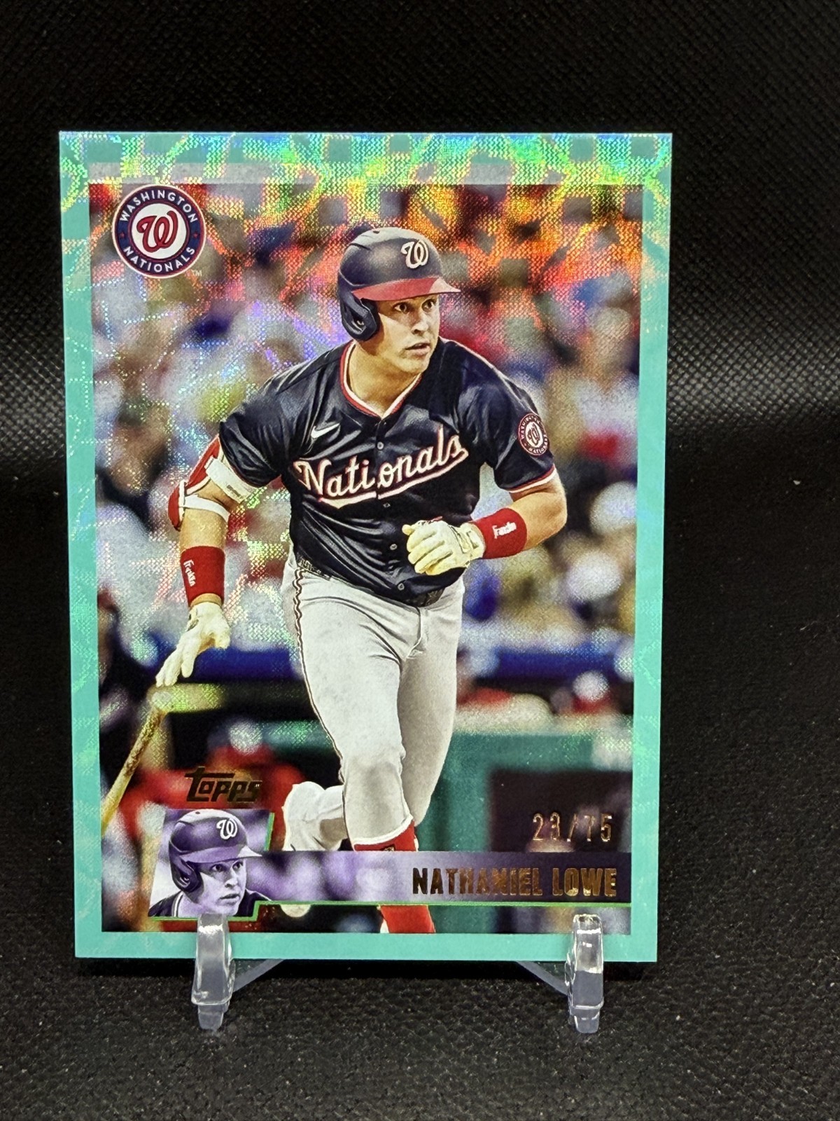 2025 Topps Archives Nathaniel Lowe #135 - Aqua Foil 23/75 (SP) - Nationals