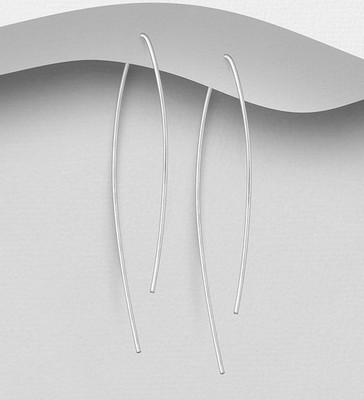 925 Sterling Silber lange Einfädler Ohrringe 50 mm modern gepunzt Geschenktüte