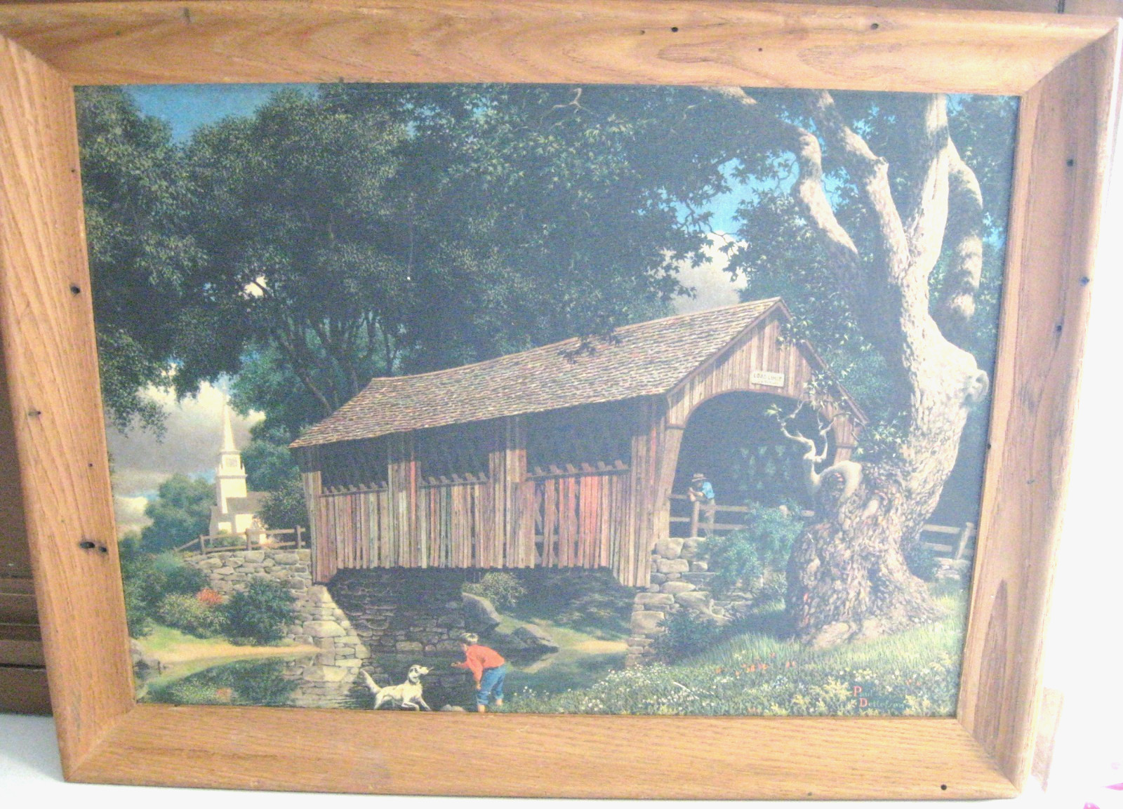 Paul Detlefsen Sturdy Landmark Covered Bridge Scene Rustic Framed Art Print 17