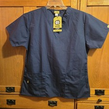 Wink Origins Women's Scrubs 5 Pocket V-Neck Short Sleeve Top Navy  Size M New