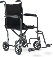 Durable Folding Steel Transport Wheelchair with Swing-Away Footrests