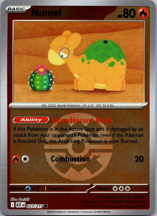 Numel - (Quick Ball) ME: Ascended Heroes 027/217 NM Reverse Holo