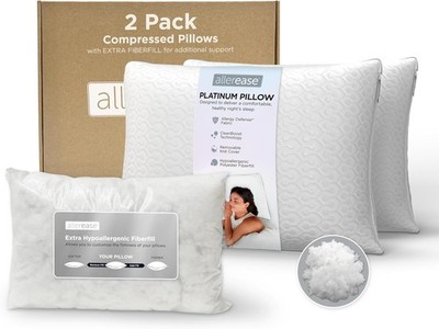 AllerEase Platinum 2-in-1 Adjustable Pillow CleanBoost Allergen Barrier Extra