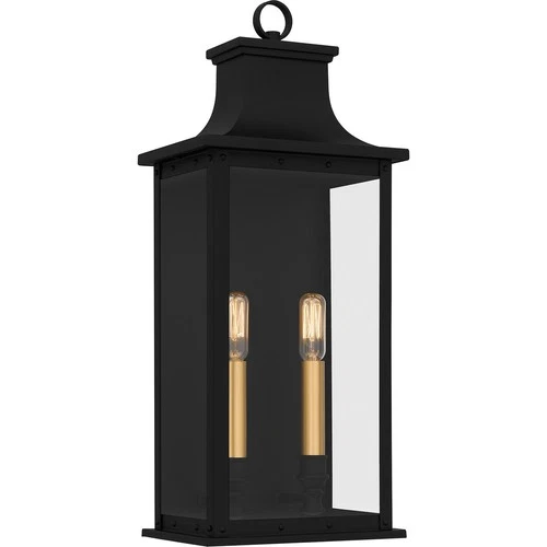 Matte Black Two Light Outdoor Wall Mount from the Abernathy Collection - Picture 1 of 5