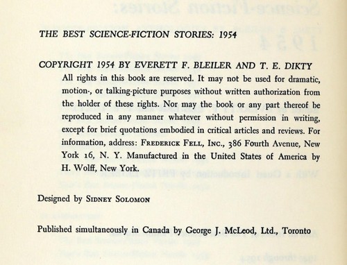 T E Dikty Everett Beieler The Best Science Fiction Stories 1954 Hardcover w/DJ - Picture 7 of 8