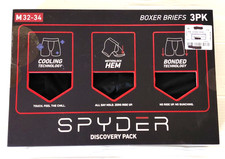 Spyder Mens Black Boxer Briefs 3 Pack, M, 32-34