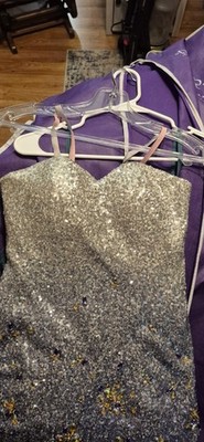 Blush Prom Size 4 Silver/Blue Sequin Beaded Sweetheart Spaghetti Mini Dress