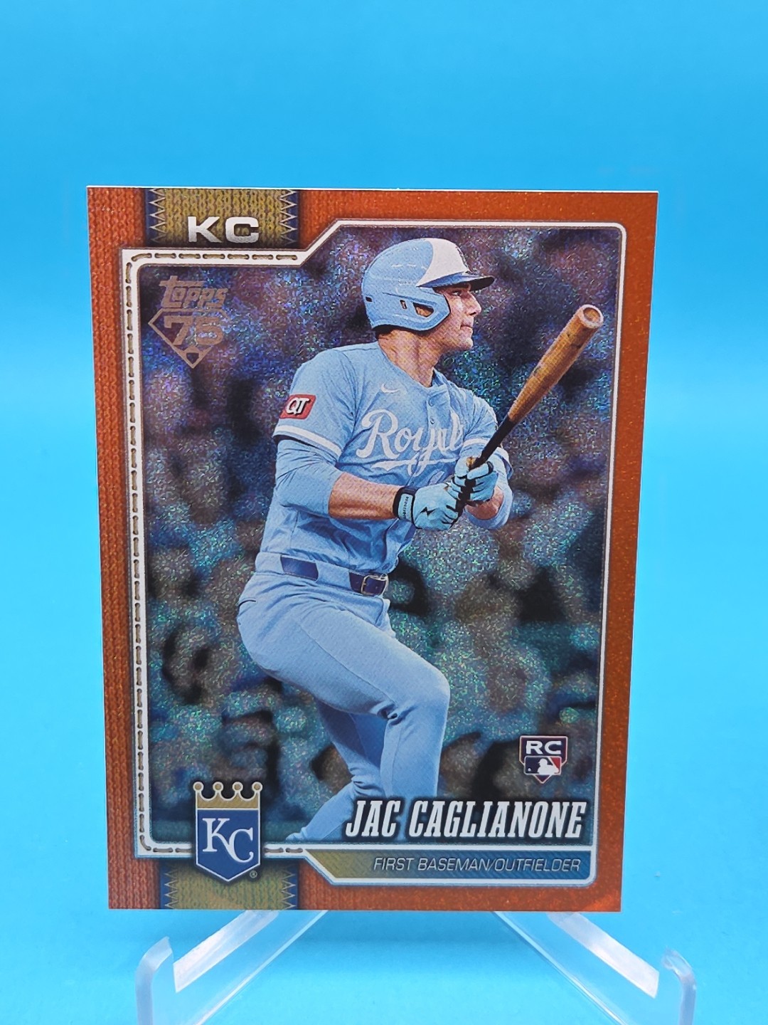 Jac Caglianone 2026 Topps Series 1 RC #138 Orange Sand Glitter Parallel 15/25