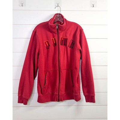 Puma Men s Mock Neck Front Full-Zip Athletic Track Jacket Red Size Large