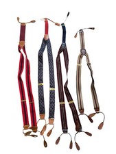 VINTAGE Striped Geometric Leather Suspenders Lot Of 4