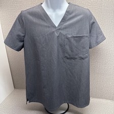 FIGS Scrub Top Womens Medium Gray V Neck Technical Collection Shirt Medical