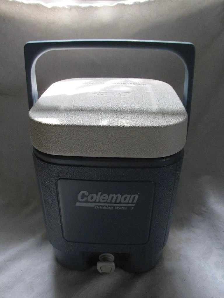 Vintage 1988 Coleman "Drinking Water 3" Beverage Cooler - Slate Blue/Wh - MINT!