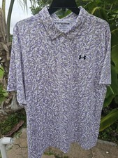 Mens size 3XL Under Armour UA Playoff 2.0 Printed Polo White and Lilac Floral