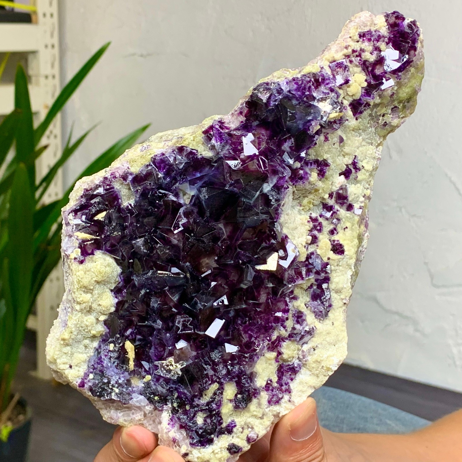 2.1LB Natural Purple Phantom Cube Fluorite Crystal Specimen from Yaogangxian