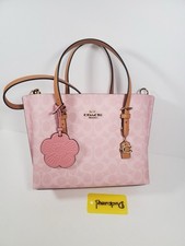 Coach Mollie Tote Bag 25 In Signature Canvas With Charms Gold/Powder Pink CER24