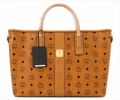 MCM Liz Shopper Medium Reversible Tote Cognac Visetos NWT Bloomingdale s