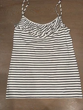 Loft Ruffle Tank Black White Layering SIZE MEDIUM