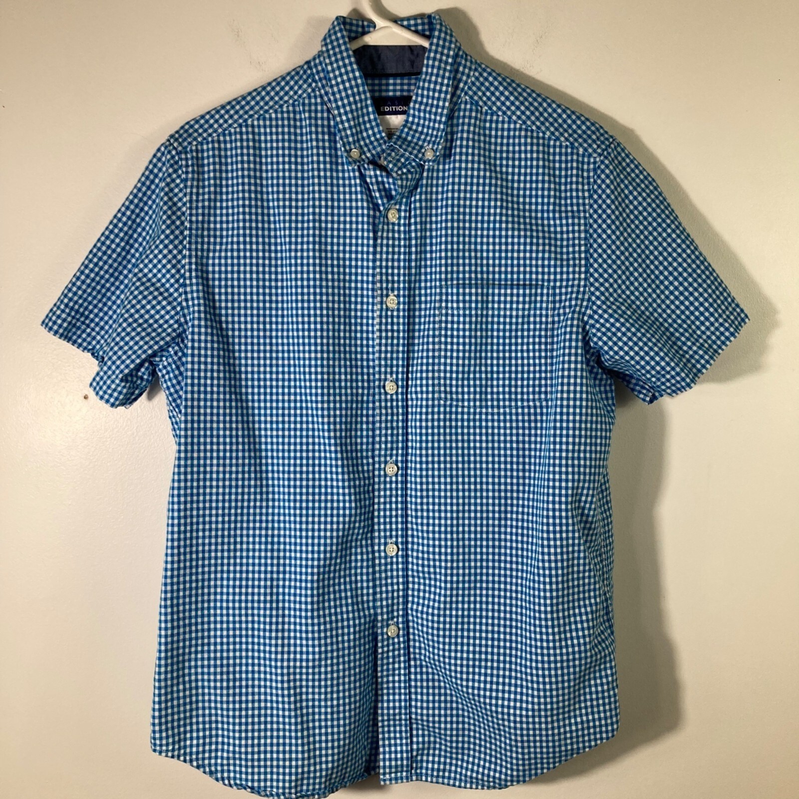 Mens Basic Editions Short Sleeve Button Gingham S… - image 1