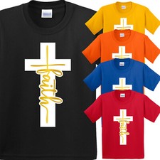 Jesus Cross Christianity Kid's T-Shirt Christ Religious Faith Bible Gift New Tee