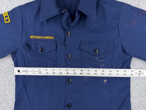 VINTAGE Boy Scouts of America Shirt Youth 14 Blue Long Sleeve Cub USA Polyester - Picture 8 of 14