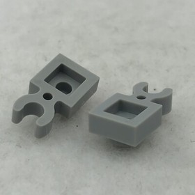 LEGO 4085d Light Bluish Gray Plate, Modified 1 x 1 W/ Open O Clip Thick (x2)