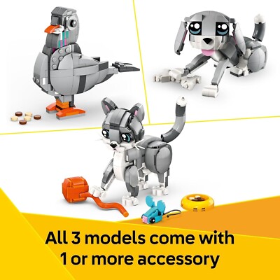 LEGO Creator 3-in-1: Playful Cat, Dog, Pigeon (31163) Building Toy