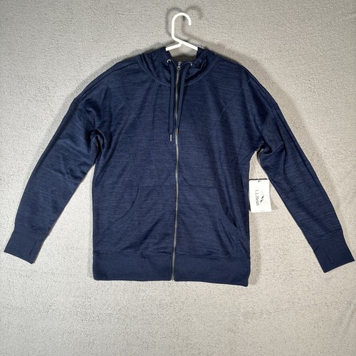 LL Bean Lightweight Hoodie Women’s Size M Reg Navy Blue Full Zip Hooded