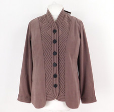 Bob Mackie Brown Quilted Jacket Size Small (10/12) Wearable Art Brand New