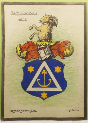 ''Coat of Arms Drawing - Baltasar Neu 1602'' Mixed Media by Lp. Neu Hoffenheim 1936