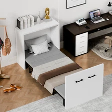 SUNYRISY Multi-Functional 2-in-1 Murphy Cabinet Bed, 4 Folded Bed With Mattress