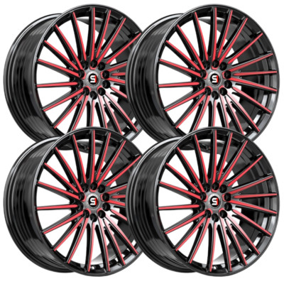 (Set-4) Spec-1 SP-68 17x7.5 5x110/5x114.3 42mm Black Red wheels rims 17 ...